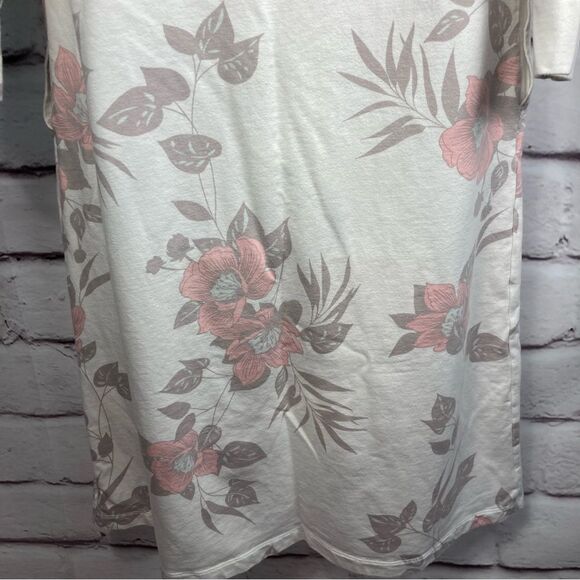 Miss Elaine Sweatshirt SZ PS Zipper Robe Pink Gray Floral Print House Dress Mumu - Picture 4 of 13